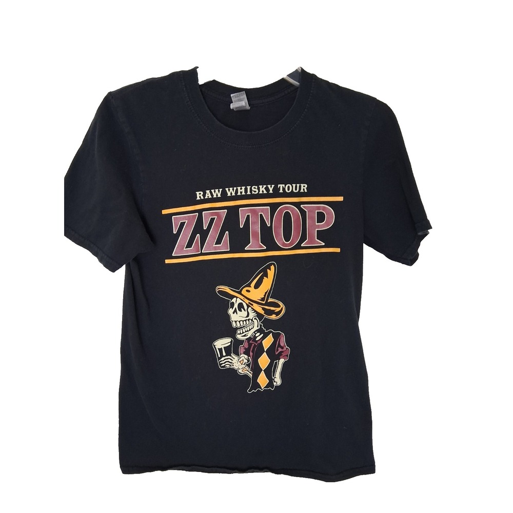 ZZ Top Raw Whiskey Tour Size Small Graphic Print‎ Double Sided Band Tee Cotton